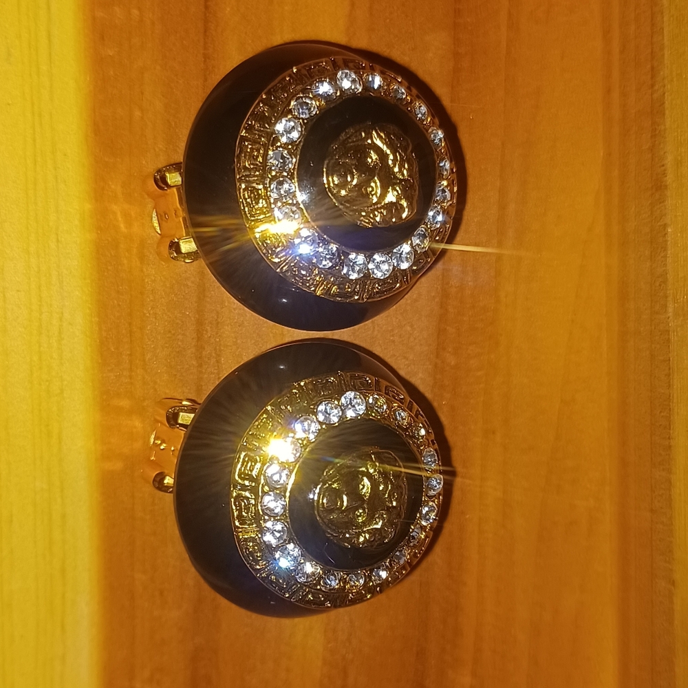 COPY - Gold and black designer inspired clip on earrings